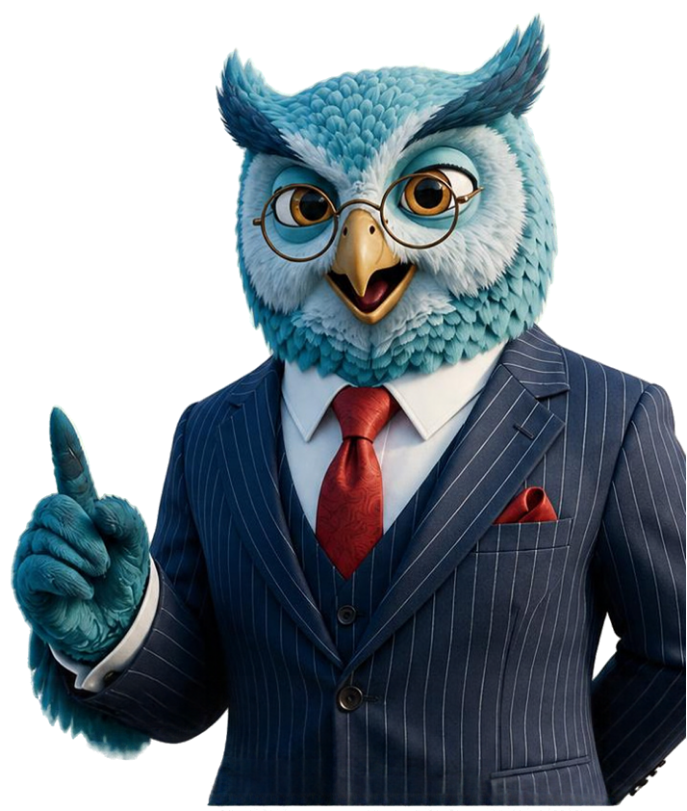 The ClearMarket owl raising a finger to state a rule